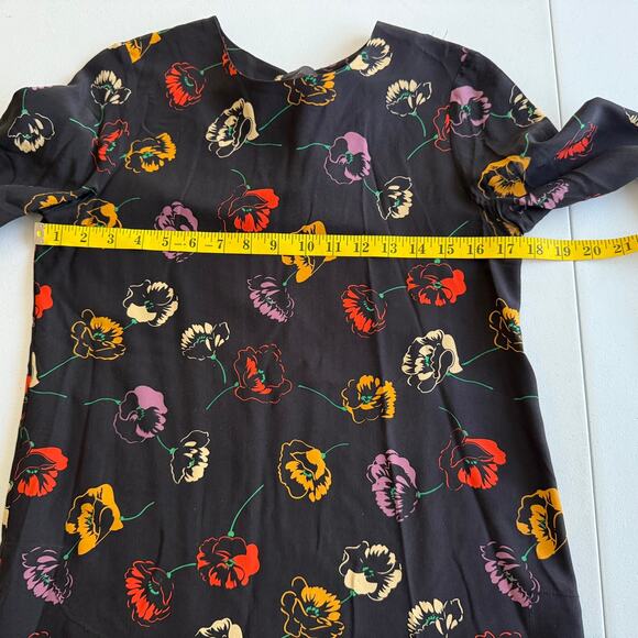 Steven Alan Blouse Top Women's Small Black Floral Silk Round Neck Keyhole Back - Picture 4 of 7